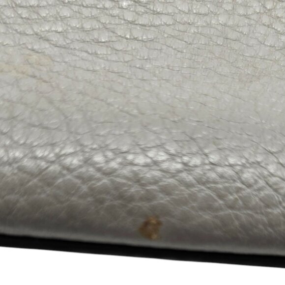 Michael Kors Pebbled Leather Shoulder Tote Bag Gray Taupe Silver Hardware Purse - Picture 2 of 16